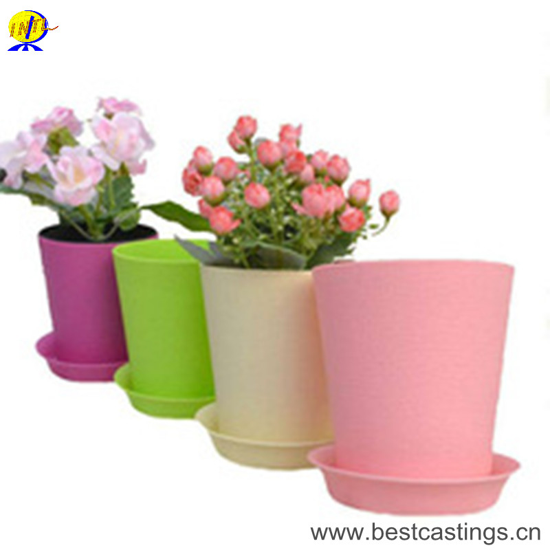 Round Plastic Flower Pot with Pallet Tray