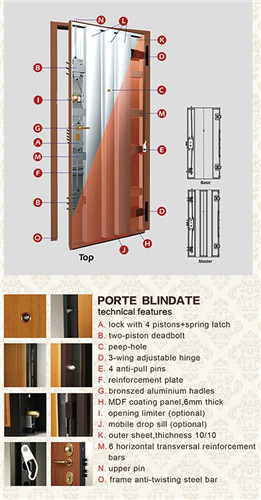 Wooden Look with Glass Security Metal Door for Indonesia