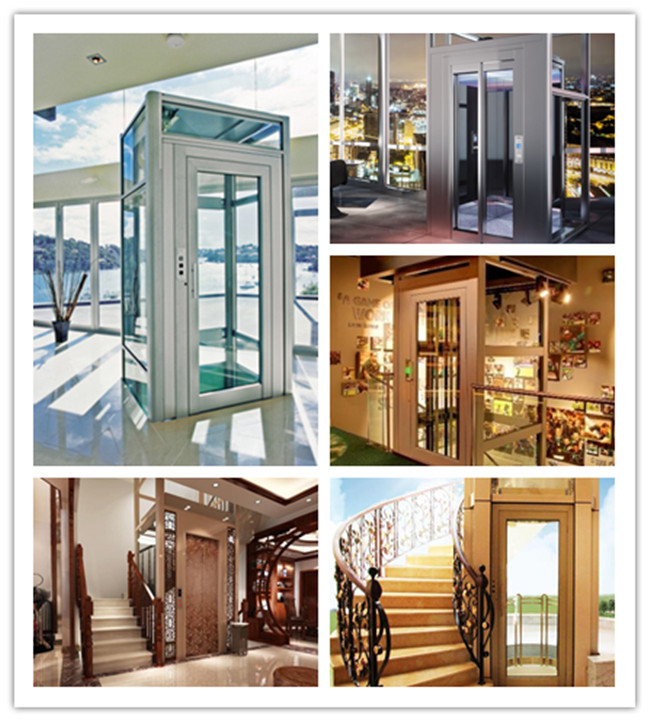 High Quality Etching Gearless Vvvf Small Residential Villa Home Elevator