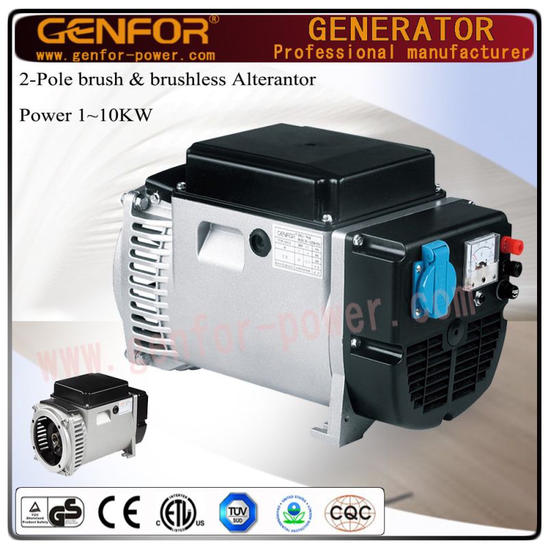 5kVA Hot Sale Double-Bearing Alterantor with Brush AVR Battery Charge, Electric