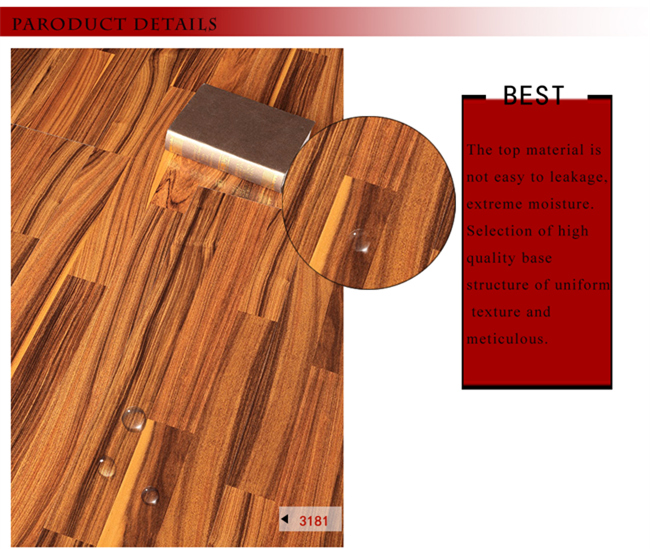 E1 AC3 Piano 12.3mm Wax Coating Vinyl Laminate Laminated Wood Flooring