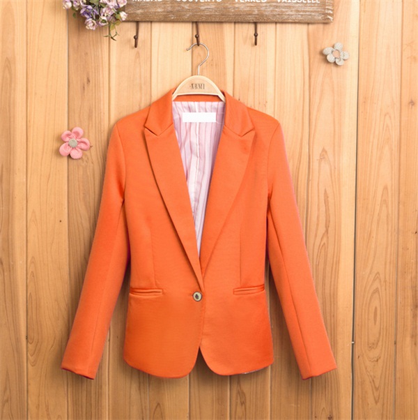 Women Candy Color Jacket Lady Mini Office Suit Coat