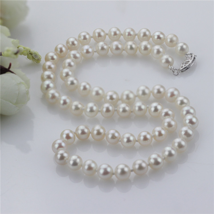 Snh 7mm Near Round White Pearl Jewelry Set