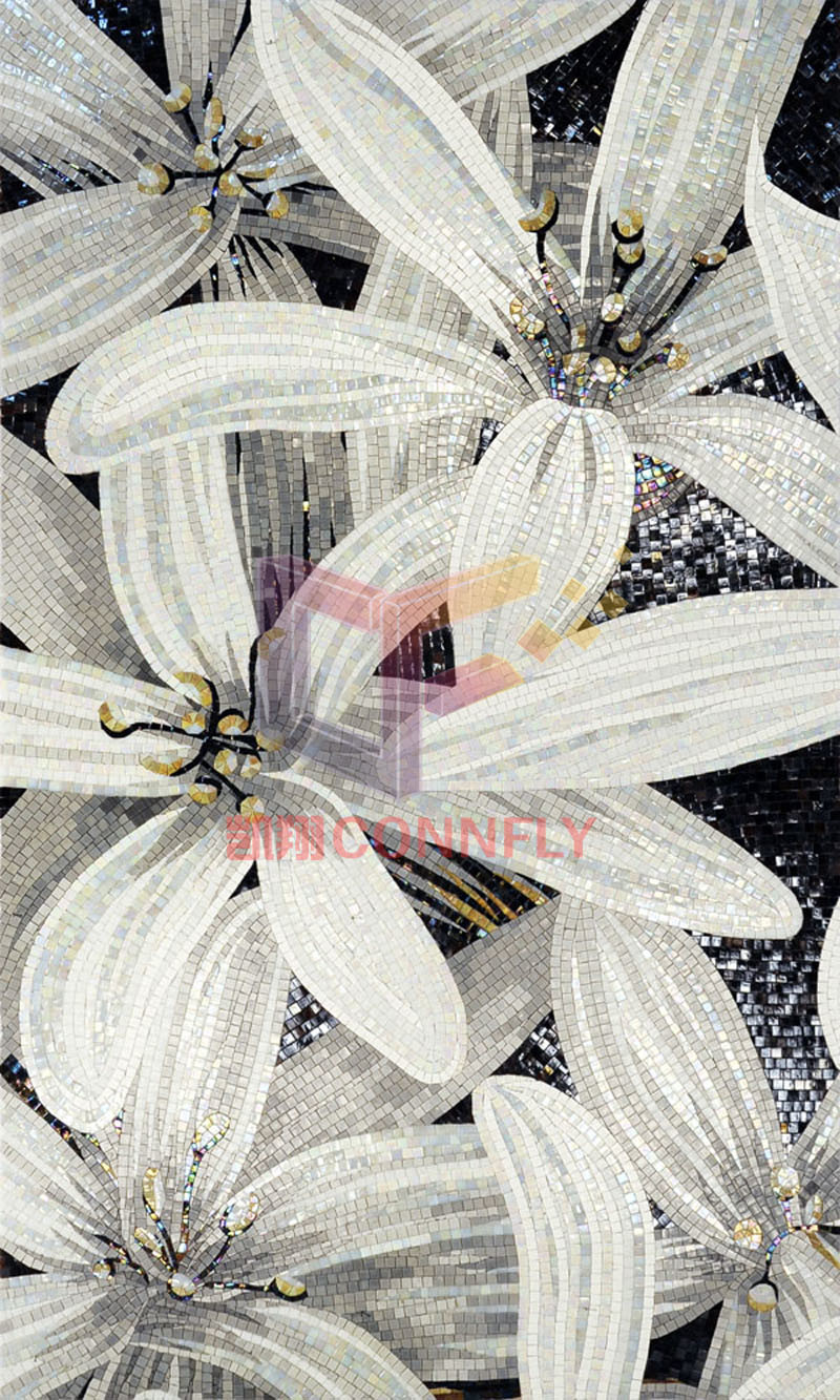 Lily Decoration Glass Mosaic (CFD197)