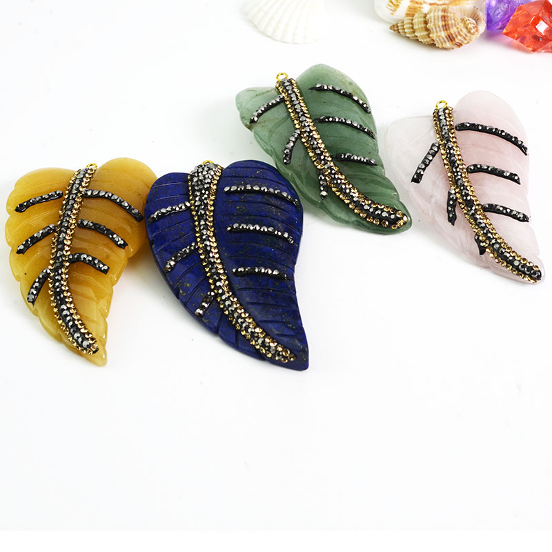 2016 Fashion Jewelry Crystal Leaves Pendant with Crystal Rhinestone Paved