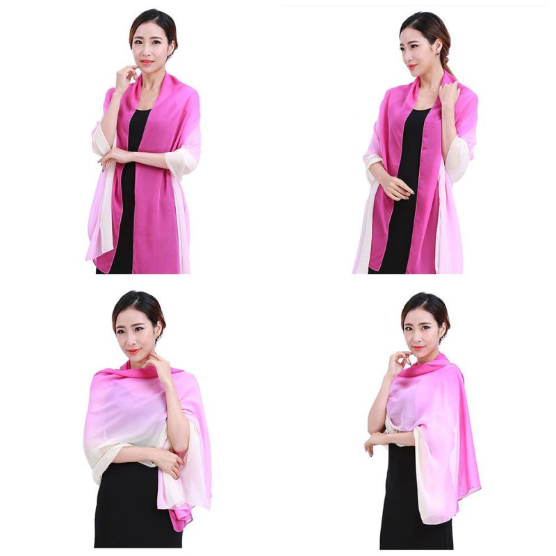 Women Fashion Large Shawl Gradient Color 100% Polyester Scarf