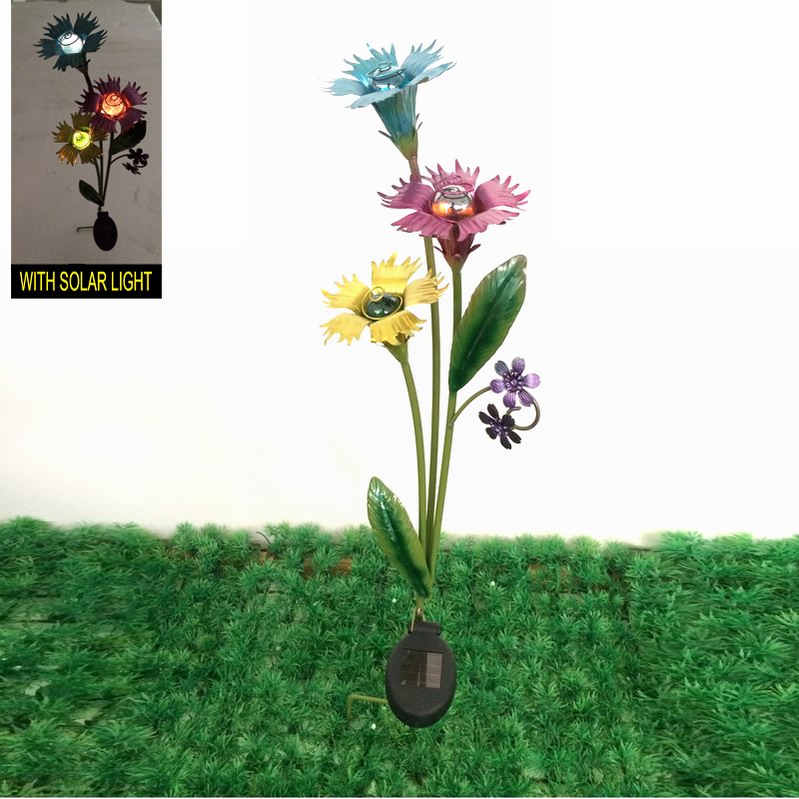 Solar Powered Garden Decoration Metal Blossom Stake Craft