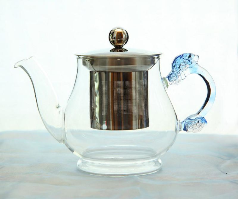 Fashion Design with Stainless Steel Filter and Handle Borosilicate 400ml Glass Tea Pot