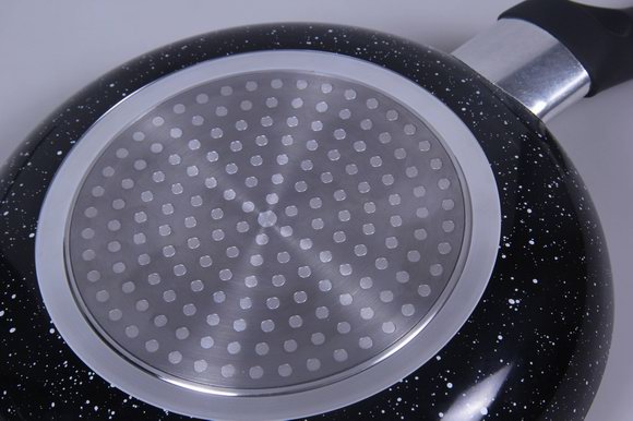 Full 3.0mmx3003 Aluminium Alloy Fry Pan with Non-Stick 2-Layer Marble Coating and Induction Base