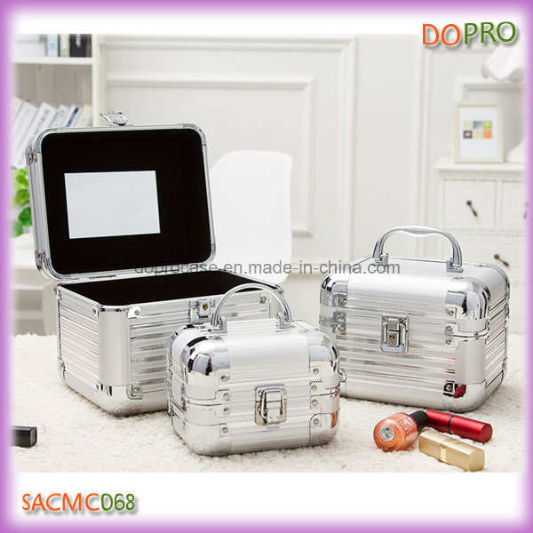 3 in 1 Set Light Beauty Case Silver Mirror Jewelry Boxes (SACMC068)