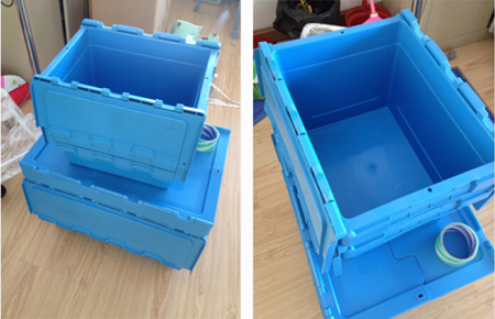 Plastic Turnover Storage Box with Hinged Lids