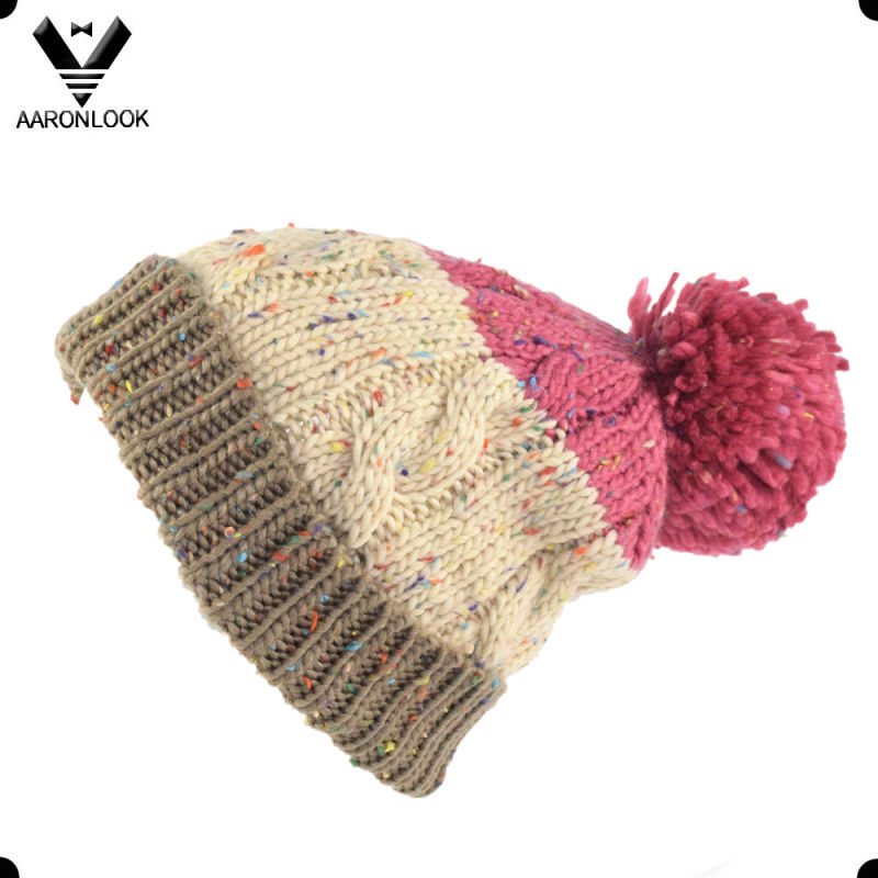 Multicolor Nep Yarn Jacquard Winter Fashion Hat with Pompom