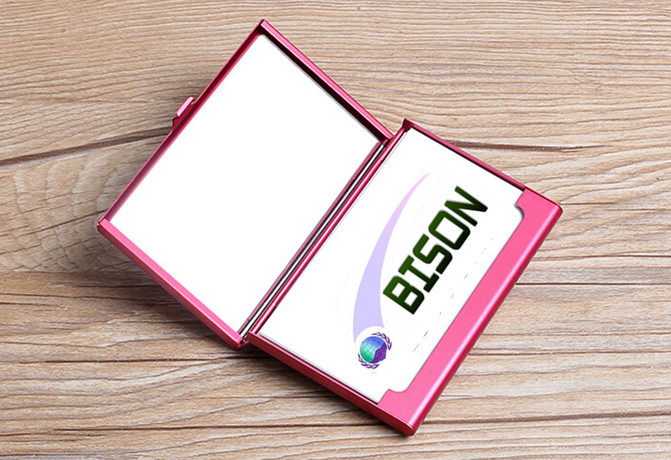 Multifunctional Aluminum Business Card Holder with Mirror