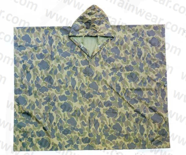 Military Camouflage PVC Rain Poncho / Camping Poncho