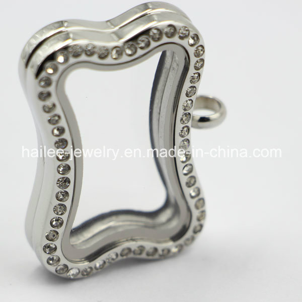 Hot Sale Stainless Steel Zirco Glass Locket Pendant