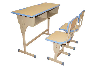 School Furniture School Sets Students Kids Double School Desk and Attached Chairs