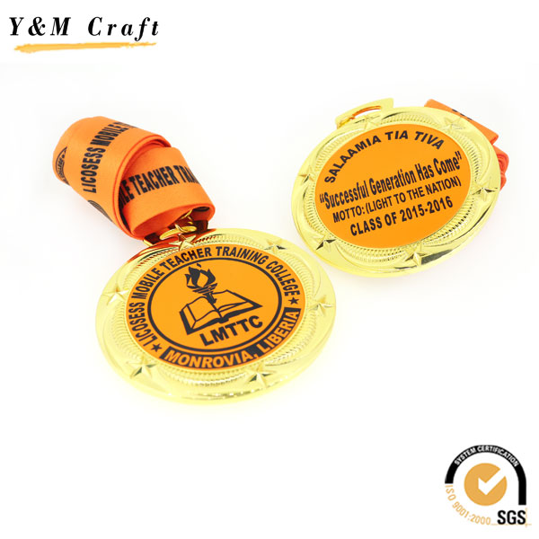 Zinc Alloy Gold Plating Award Medal Printed Ym1166