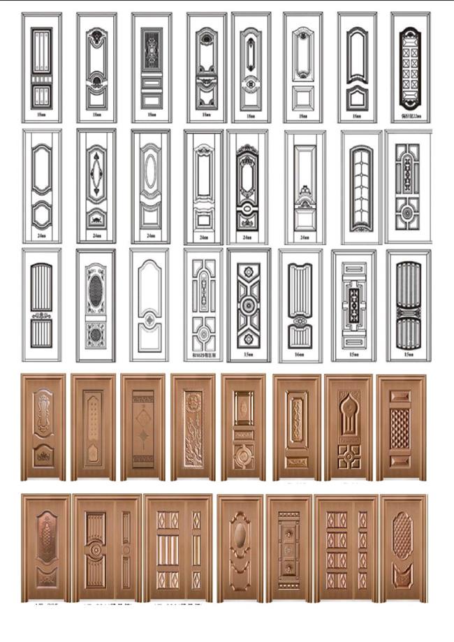 Chequered/Checkered and Round Design Steel Door Skin (RA-C010)