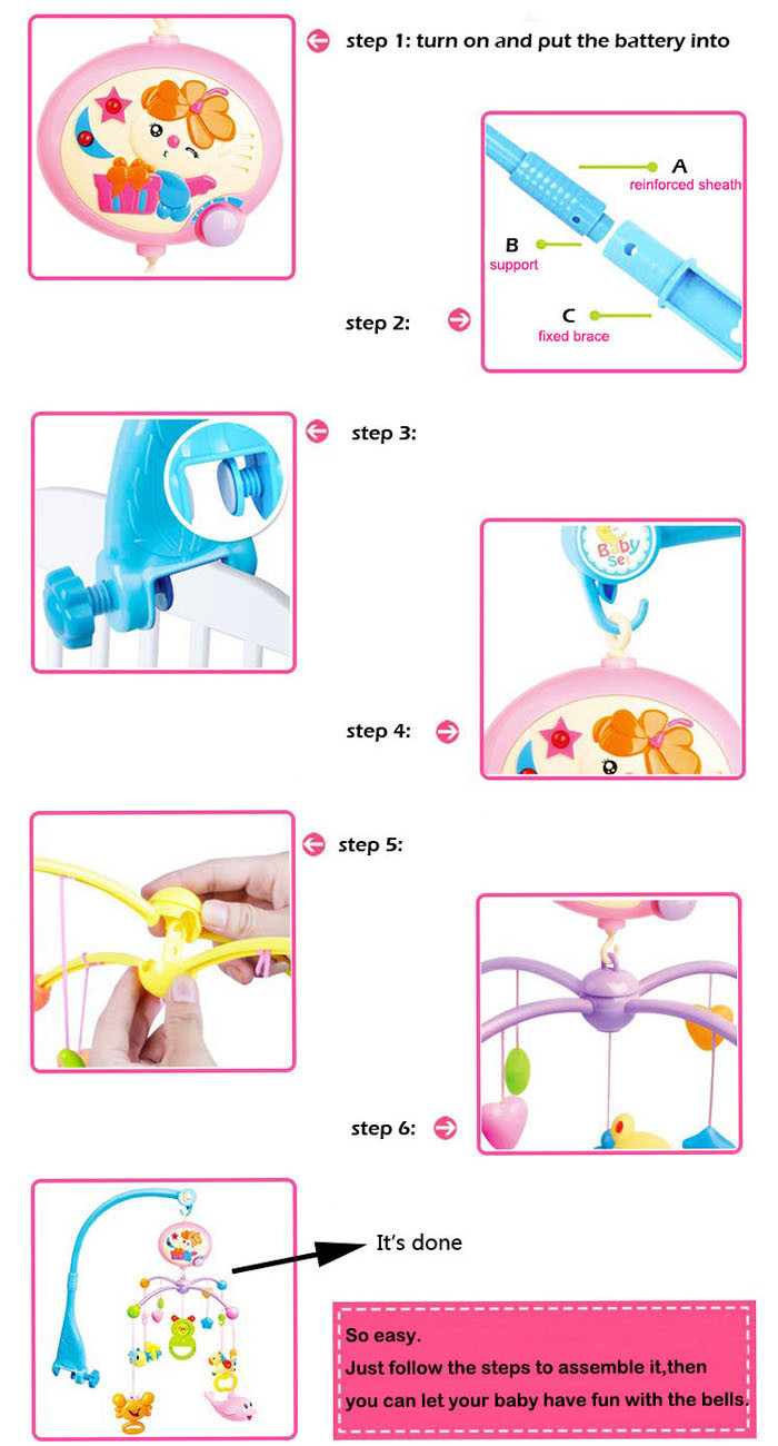 B/O Baby Toys 2015 Musical Bed Ring Plastic Baby Rattle 10214174