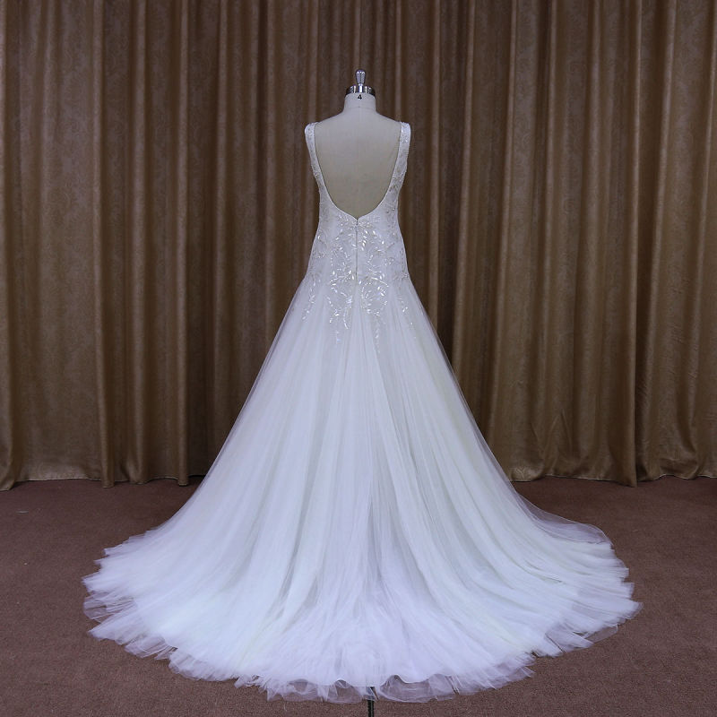 Personal Tailor's Sexy Beaded and Pleated Wedding Dress