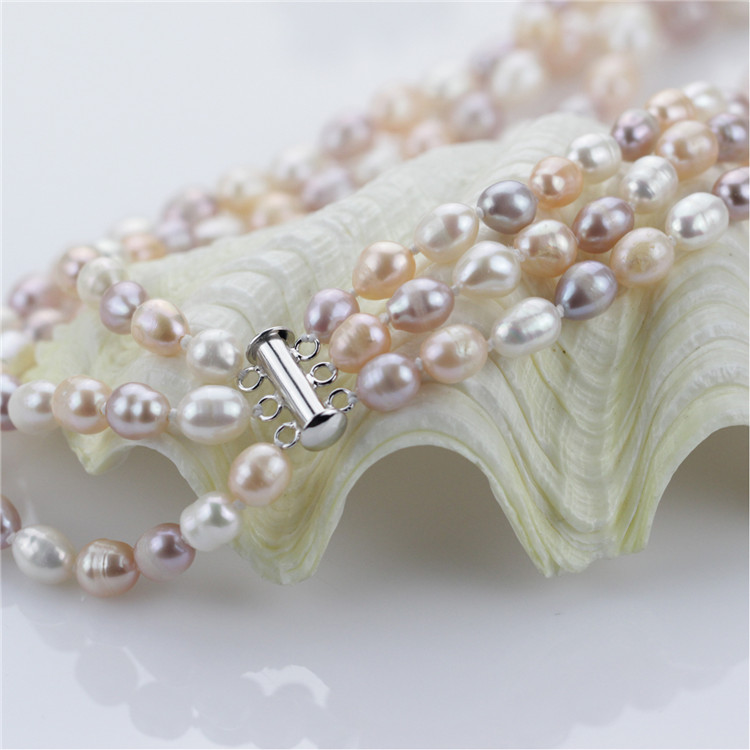 Snh 7mm Rice a Fresh Water Pearl Jewelry Set