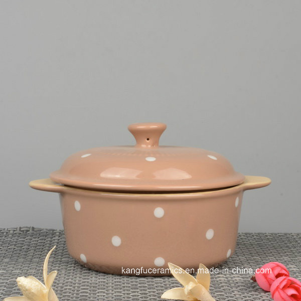 Glazed Color Dotted Design Ceramic Tureen