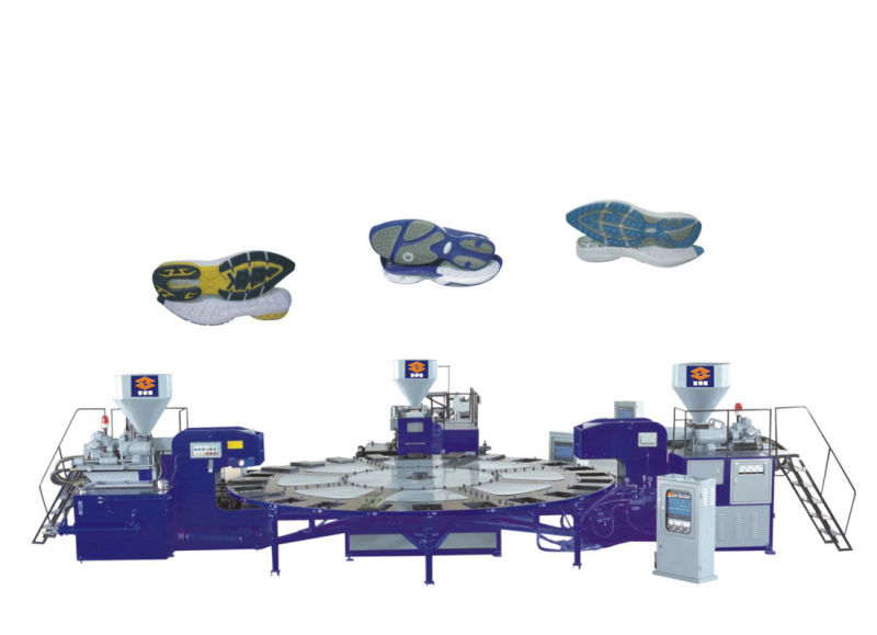 Rotary Injection Machine for Three Color TPR. PVC. TPU Outsole