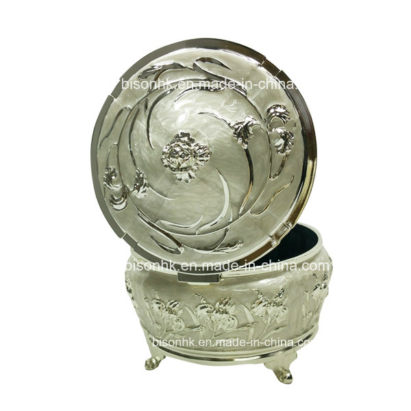 Oval Silver Metal Box for Jewelry