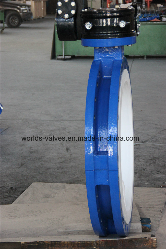 Full PTFE Coating Double Flanged U Section Butterfly Valve