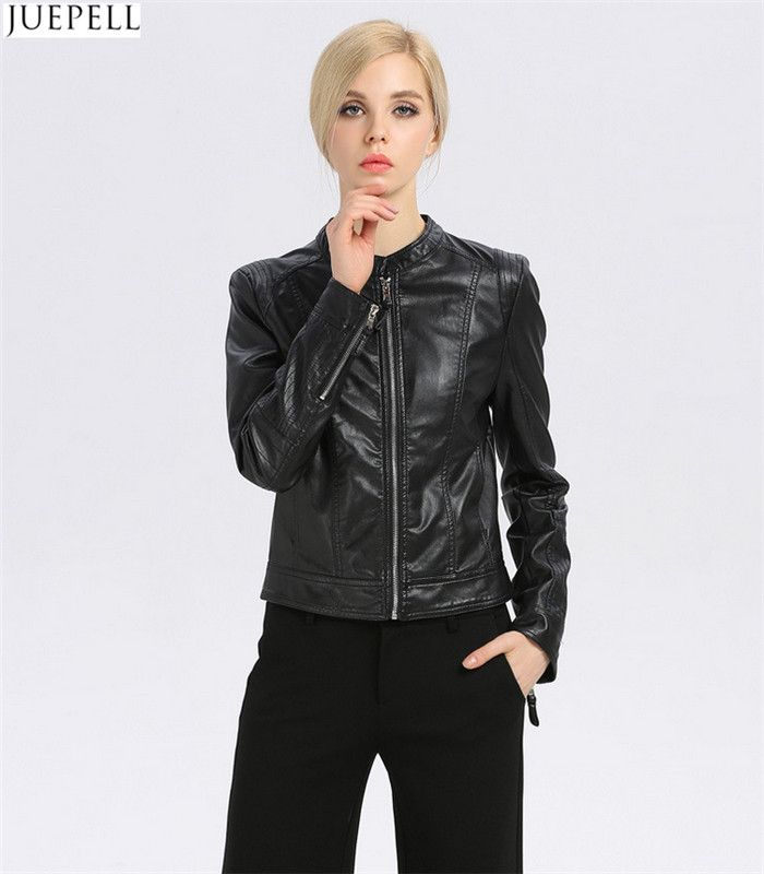 New Fashion Women's Small Leather Collar Slim Leather Jacket Short Section of European and American Fashion Wholesale Jackets