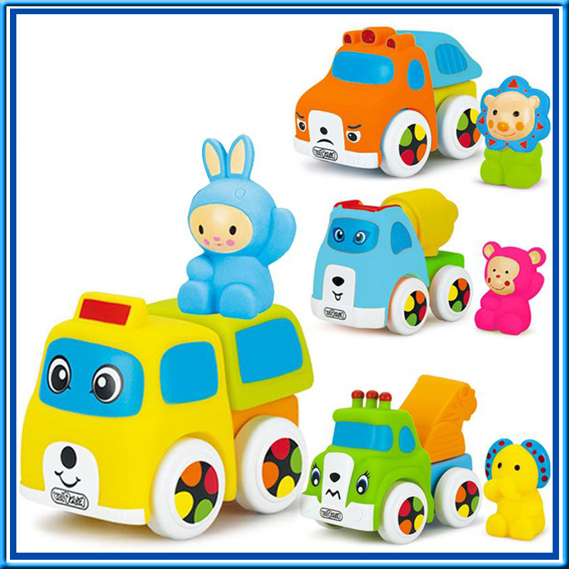 DIY Cartoon Animal Soft Plastic Building Block Car Toy Set