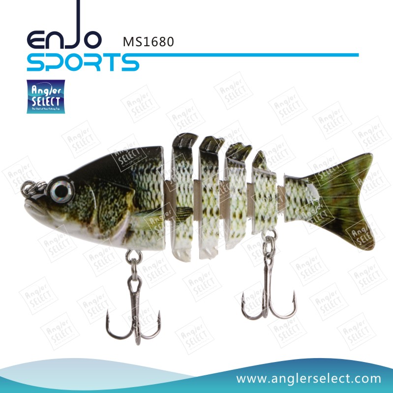 Angler Select Multi Jointed Fishing Life-Like Minnow Lure Bass Bait Swimbait Shallow Artificial Fishing Tackle Fishing Bait (MS1608)