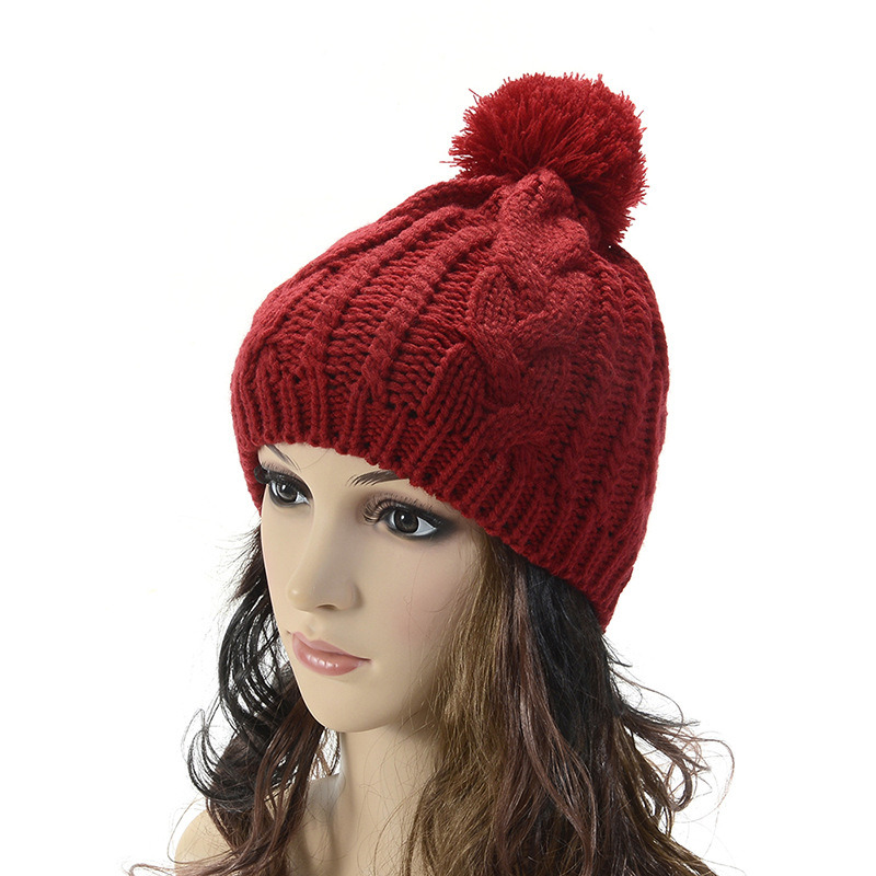 Womens Mens Unisex Ball Cap POM POM Knitted Winter Warm Beanies Thick Hat (HW104)