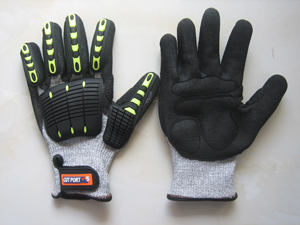 High Impact Anti-Cut Protective TPR Work Glove with Wrist Attachment