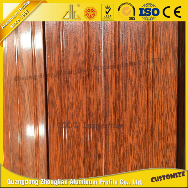 Newest Wooden Grain Aluminium Extrusion for Simulate Wooden Door with Customized Stripes Aluminum