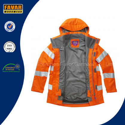 Hi Vis Reflective Safety Breathable Waterproof Jacket in Yellow/Orange