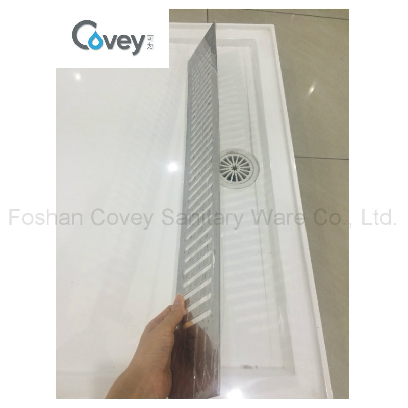 Artificial Stone Shower Base with Long Stainless Steel Cover/Shower Tray for Bathroom