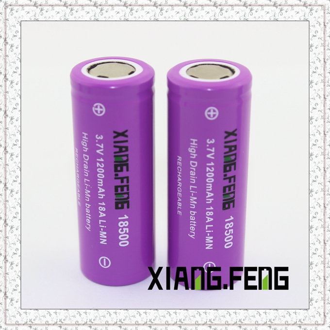 3.7V Xiangfeng 18500 1200mAh 18A Imr Rechargeable Lithium Battery 18500 Battery