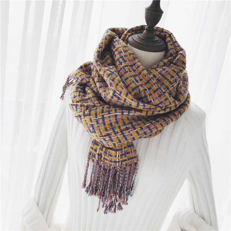 Women's Cashmere Like Classic Checked Knitted Winter Printing Shawl Scarf (SP306)