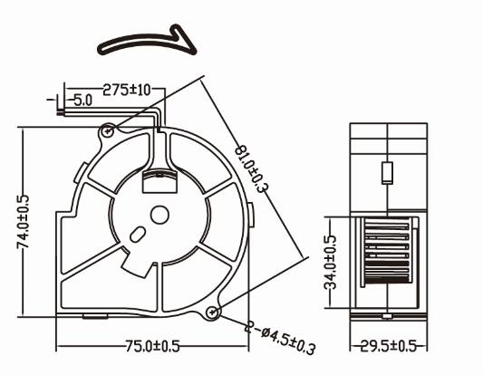 Mini Plastic 75X74X30mm 7530 75mm Blower Fan 12V 24V Optional