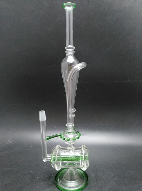 Artistic Green Glass Water Pipe Oil Rig Recycler Wholesale 14.5mm Joint