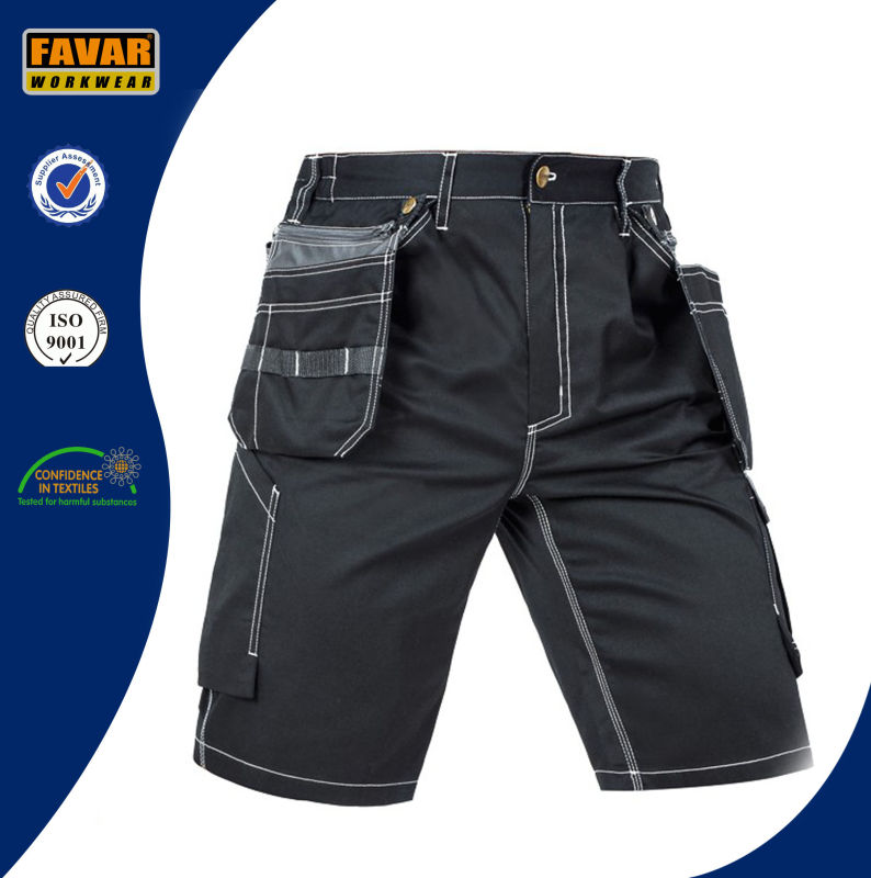 Men's Summer Work Shorts Workwear Multi Pockets Black Cargo Shorts