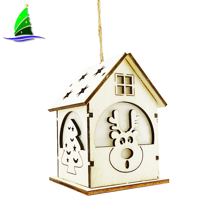 LED Wooden House Christmas Hanging Ornaments