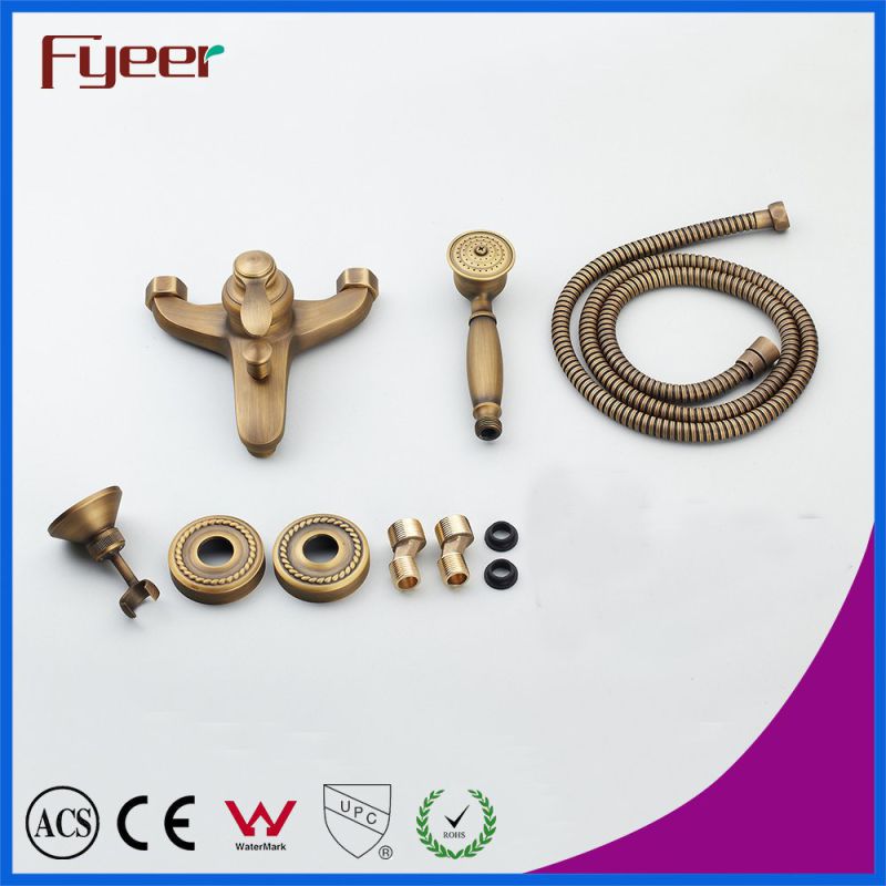 Fyeer Solid Copper Wall Mounted Antique Bath Shower Faucet