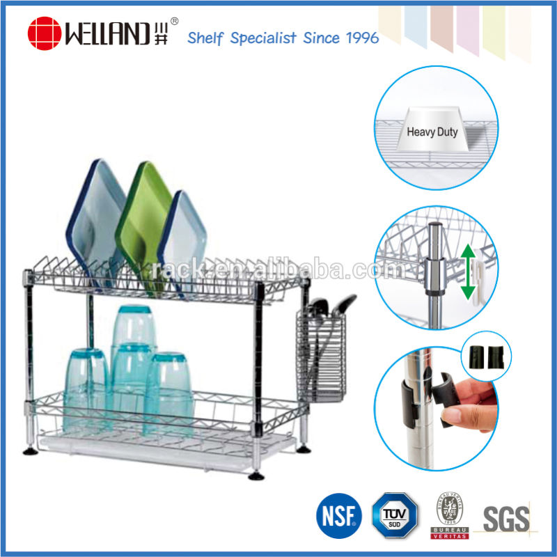 2 Tiers Competitive Chrome Metal Dish Rack China Manufacturer (CJ-C5006)