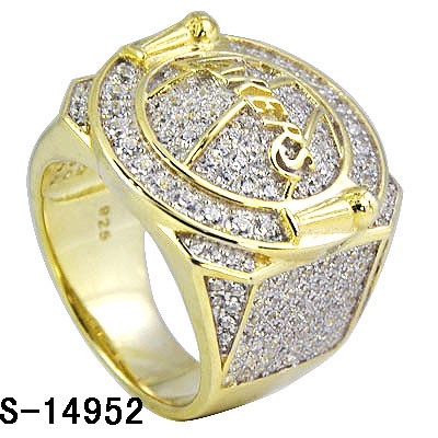 Hip Hop Jewelry Men's Stuff 925 Pure Silver Micro Pave CZ Men Ring. (S-14961)