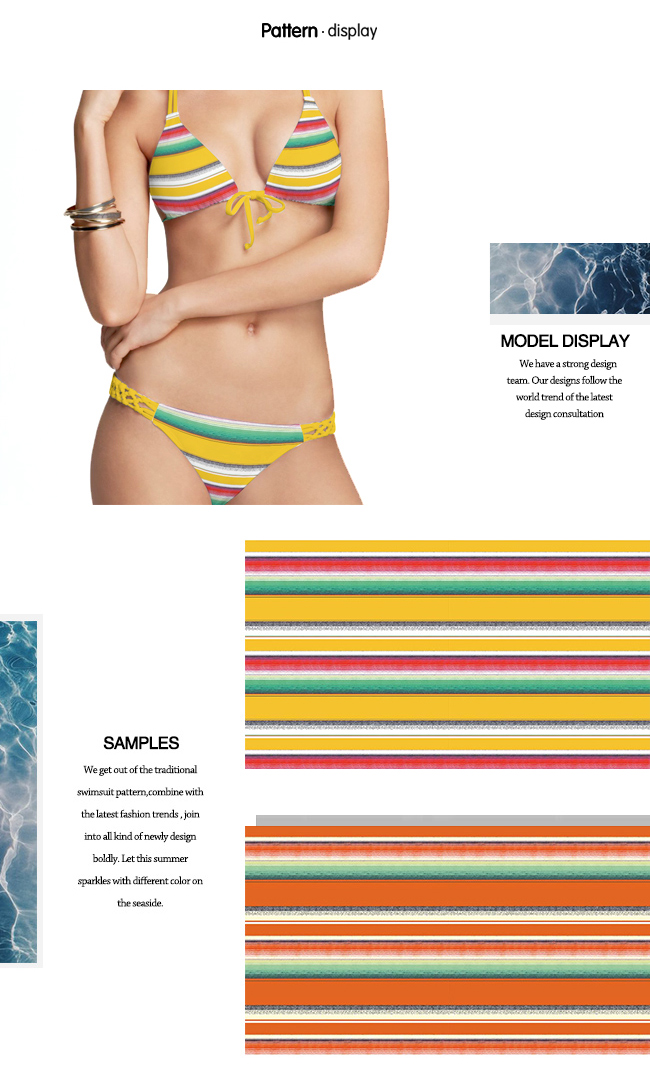 Colorful Stripes Printed Fabric for Swimwear & Jersey Dress