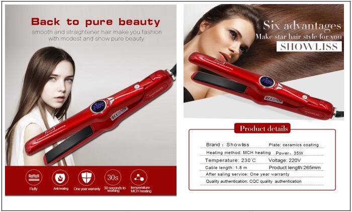 Purple Ceramic Coating LCD Hair Straightener