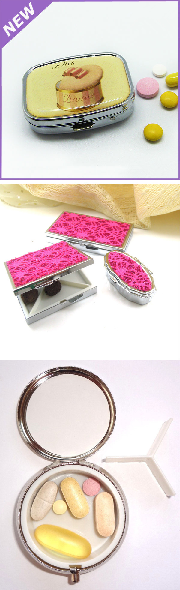 Customized Metal Pill Box, Mini Pill Box, Portable Pill Box