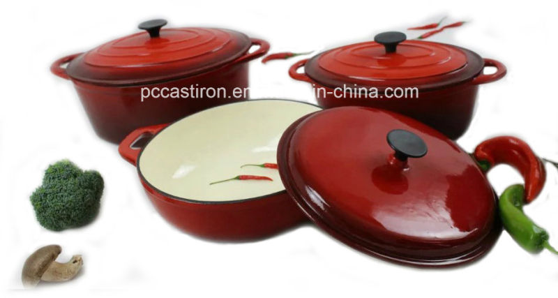 3PCS Cast Iron Cookware Set Enamel Finishing